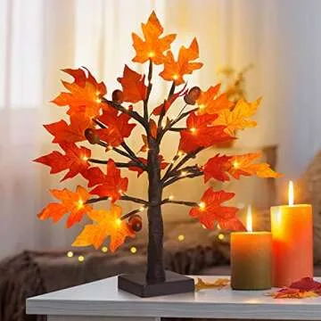 Lighted Maple Tree for Fall - FastDeng 1.5ft Decor