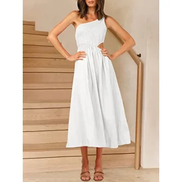ANRABESS Women's Summer One Shoulder Cutout Sundress