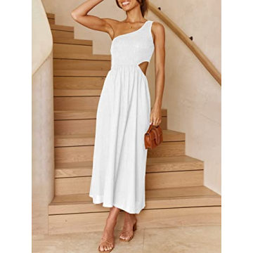 ANRABESS Women's Summer One Shoulder Cutout Sundress