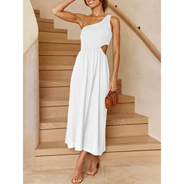 ANRABESS Women's Summer One Shoulder Cutout Sundress