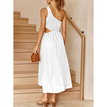 ANRABESS Women's Summer One Shoulder Cutout Sundress