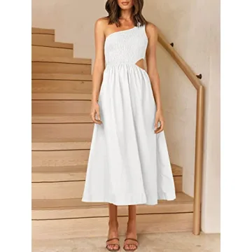 ANRABESS Women's Summer One Shoulder Cutout Sundress
