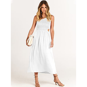 ANRABESS Women's Summer One Shoulder Cutout Sundress