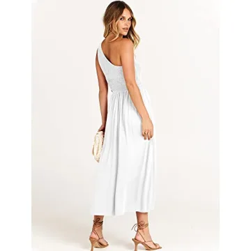 ANRABESS Women's Summer One Shoulder Cutout Sundress