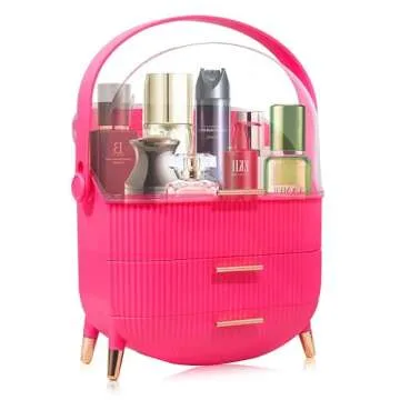 MASSY Egg Shape(Oval) Makeup Storage Box, Countertop Portable Vanity Cosmetics Organizer Preppy
