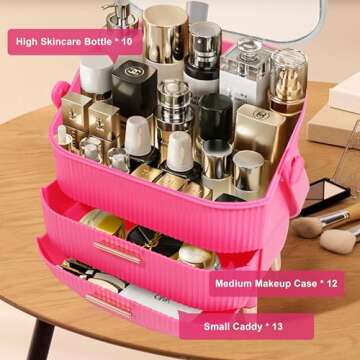 MASSY Egg Shape(Oval) Makeup Storage Box, Countertop Portable Vanity Cosmetics Organizer Preppy