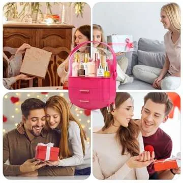 MASSY Egg Shape(Oval) Makeup Storage Box, Countertop Portable Vanity Cosmetics Organizer Preppy