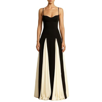NUFIWI Elegant Sleeveless Color Block Maxi Dress