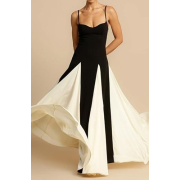 NUFIWI Elegant Sleeveless Color Block Maxi Dress