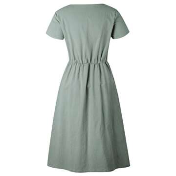 Assivia Women's Summer Button Down Midi Dress with Pockets