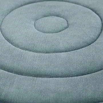 SIMPLIHOME Vivienne Boho Round Pouf in Turquoise Velvet, Footstool, Footrest, Upholstered, for the Living Room, Family Room