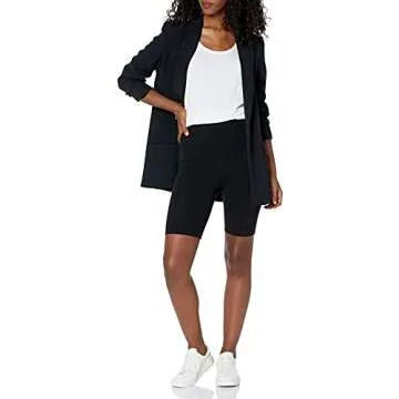 The Drop Women's Jeannie High Rise Mid Length Bike Short, Black, M