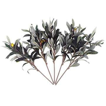 ShoppeWatch Faux Olive Branches - 5 Piece Decorative Set