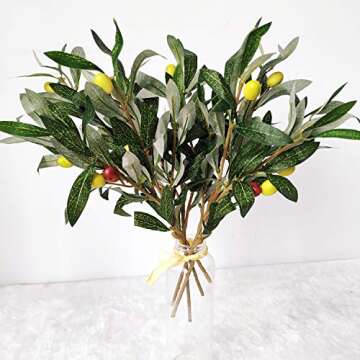 ShoppeWatch Faux Olive Branches - 5 Piece Decorative Set