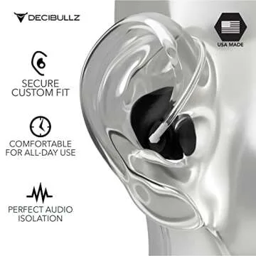 Decibullz Custom Molded Security Radio Surveillance Earpiece Set, Thermo-Fit Designed for Clear Acoustic Tube Radios, Isolation