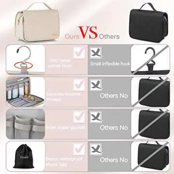 Elviros Hanging Toiletry Bag for Women | Large & Waterproof