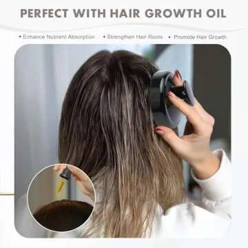 FREATECH Scalp Massager Hair Growth, Scalp Scrubber with Soft Silicone Bristles for Dandruff and Hair Care, Shampoo Brush Hair Massager Scalp Exfoliator for Wet & Dry, Long Curly Thick Hair, Black