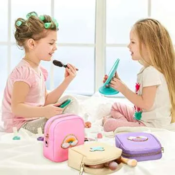 Zubebe 6 Pcs Preppy Patch Cute Makeup Bags Toiletry Bags Skincare Pouch Chenille Letter Nylon Bag for Purse Small Zipper Cosmetic Makeup Pouch Preppy Things for Travel(Cute Color)