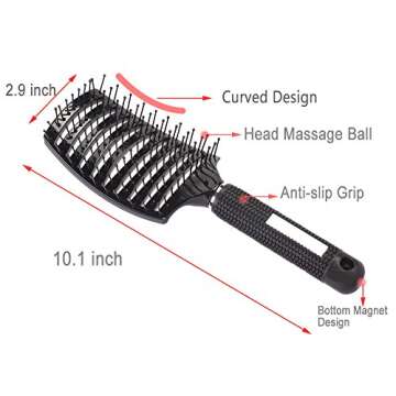 PERFEHAIR Curved Vented Styling Hair Brush for All Hair Types