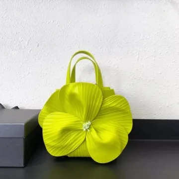 Mini Flower Evening Purse Bridal Clutch for Wedding PU Leather Evening Handbag Crossbody Purse with Chain Wedding Party Prom