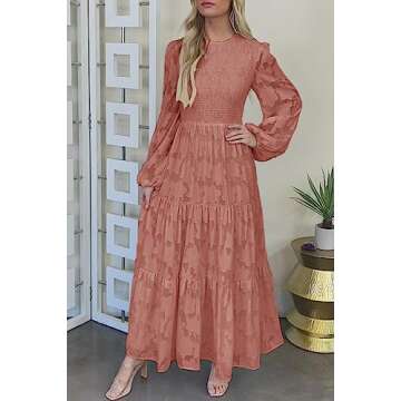 Elegant Floral Long Sleeve Maxi Dress for Women