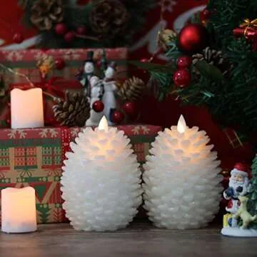 Eldnacele LED Pine Cone Candles with Remote for Christmas