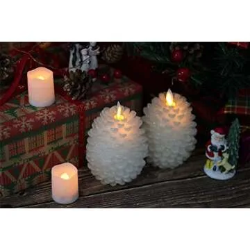 Eldnacele LED Pine Cone Candles with Remote for Christmas