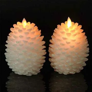 Eldnacele LED Pine Cone Candles with Remote for Christmas
