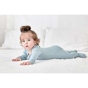 RRP Unisex Baby Footies Pajamas,Buttery Soft Sleep 'N Play PJs,2-Way Zipper Closure,0-18 Months (Sage/BlueGrey/Blush, 6-9 Months)