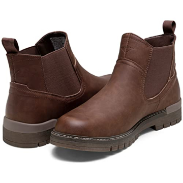 Jousen Waterproof Chelsea Boots for Men, Brown Size 10