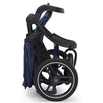 babyGap Trek Jogging Stroller - Lightweight Jogging Stoller with Extendable Canopy & Reclining Seat - Includes Car Seat Adapter - Made with Sustainable Materials, Navy Camo