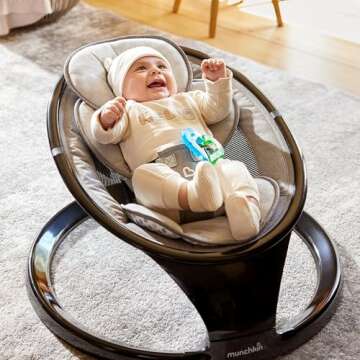Munchkin Baby Swing, Portable and Lightweight, Bluetooth Enabled Electric Infant Rocker with Natural...