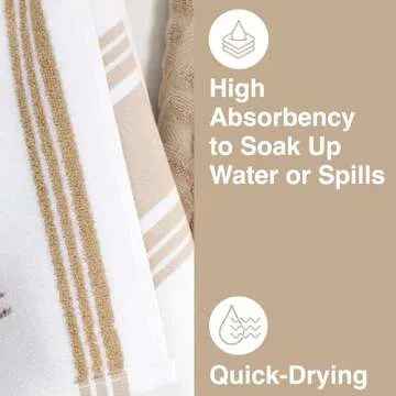 All-Clad Dual-Purpose Kitchen Towels: Highly Absorbent - 100% Cotton, 17"x30" Dish Towels for Cleaning & Drying Dishes & Glassware, 3-Pack, Cappuccino