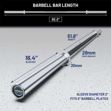 E.T.ENERGIC 7ft Olympic Barbell Bar 45LB Load 1500-lbs Capacity Available, for Gym Home Exercises, W...