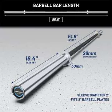 E.T.ENERGIC 7ft Olympic Barbell Bar 45LB Load 1500-lbs Capacity Available, for Gym Home Exercises, W...