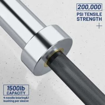 E.T.ENERGIC 7ft Olympic Barbell Bar 45LB Load 1500-lbs Capacity Available, for Gym Home Exercises, Weightlifting, Powerlifting for 2" Olympic Plates