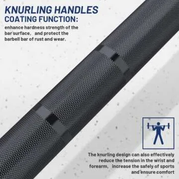 E.T.ENERGIC 7ft Olympic Barbell Bar 45LB Load 1500-lbs Capacity Available, for Gym Home Exercises, Weightlifting, Powerlifting for 2" Olympic Plates