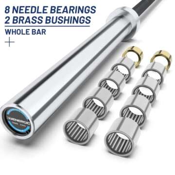 E.T.ENERGIC 7ft Olympic Barbell Bar 45LB Load 1500-lbs Capacity Available, for Gym Home Exercises, Weightlifting, Powerlifting for 2" Olympic Plates