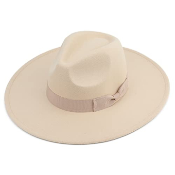 Pro Celia Big Wide Brim Women Fedora Hat (Rice)