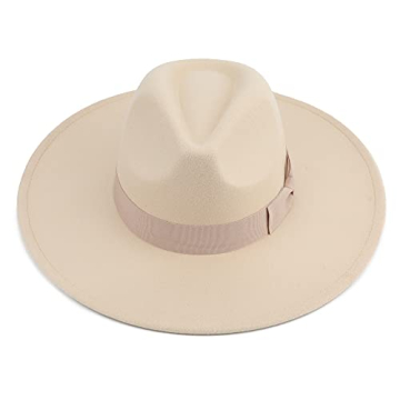 Pro Celia Big Wide Brim Women Fedora Hat (Rice)