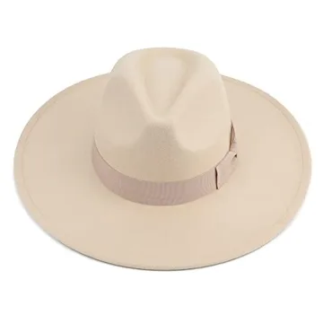 Pro Celia Big Wide Brim Women Fedora Hat (Rice)