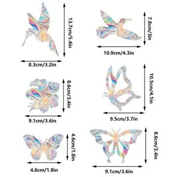 Lystaii 38 Pcs Window Clings Window Rainbow Decals Stickers for Anti Collision Bird Strikes Prevent Bird Strikes Hitting on Glass Windows Transparent Suncatcher Stickers (Bird,Butterfly, Leaf)