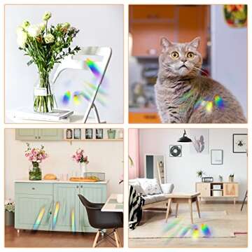 Lystaii 38 Pcs Window Clings Window Rainbow Decals Stickers for Anti Collision Bird Strikes Prevent Bird Strikes Hitting on Glass Windows Transparent Suncatcher Stickers (Bird,Butterfly, Leaf)