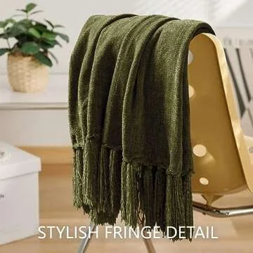 LONG CREATE Chenille Throw Blanket for Cozy Living