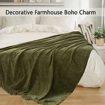 LONG CREATE Chenille Throw Blanket for Cozy Living