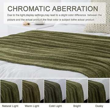LONG CREATE Chenille Throw Blanket for Couch 50"X 60", Soft Cozy Throws with Fringe Tassel for Bed Sofa Chair, Lightweight Knitted Decorative Farmhouse Boho Blanketss for Gift, Olive Green