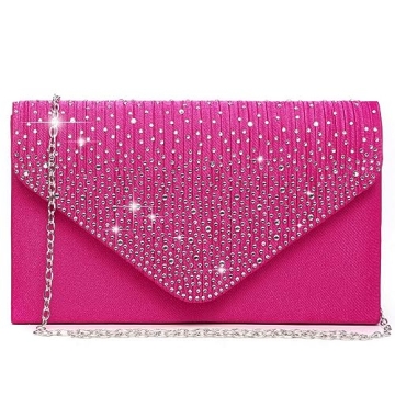 Dasein Women Satin Evening Bag Rhinestone Clutch Purse Wedding Prom Purse Formal Cocktail Party Hand...
