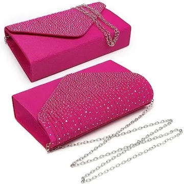 Elegant Dasein Satin Rhinestone Evening Bag for Women