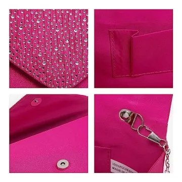 Elegant Dasein Satin Rhinestone Evening Bag for Women