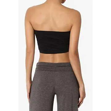 TheMogan Women's Seamless Bandeau Bra Top Stretch Tube Bralette Black/Brown/Navy One Size